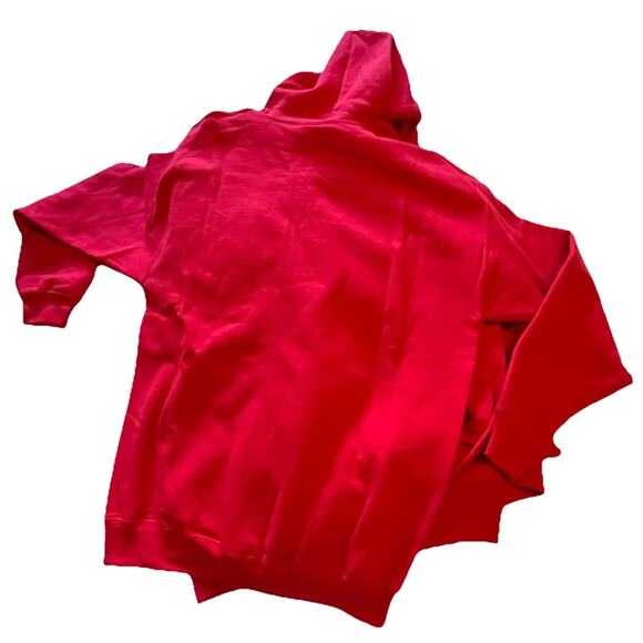 Red Medium Full Zip Fleece Hoodie Sweatshirt – Unisex, Long Sleeve, Plain - Picture 6 of 6